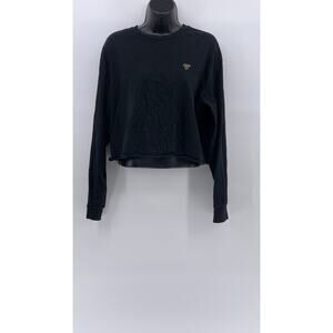 TNA Women's Black Crewneck Embroidered Logo Casual Pullover Sweatshirt SZ M